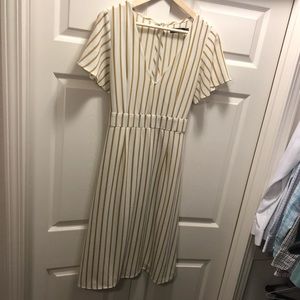 White and mustard striped dress